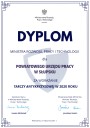 Dyplom dla PUP w Słupsku z MRPiT za wdrażanie tarczy antykryzysowej w 2020 roku.